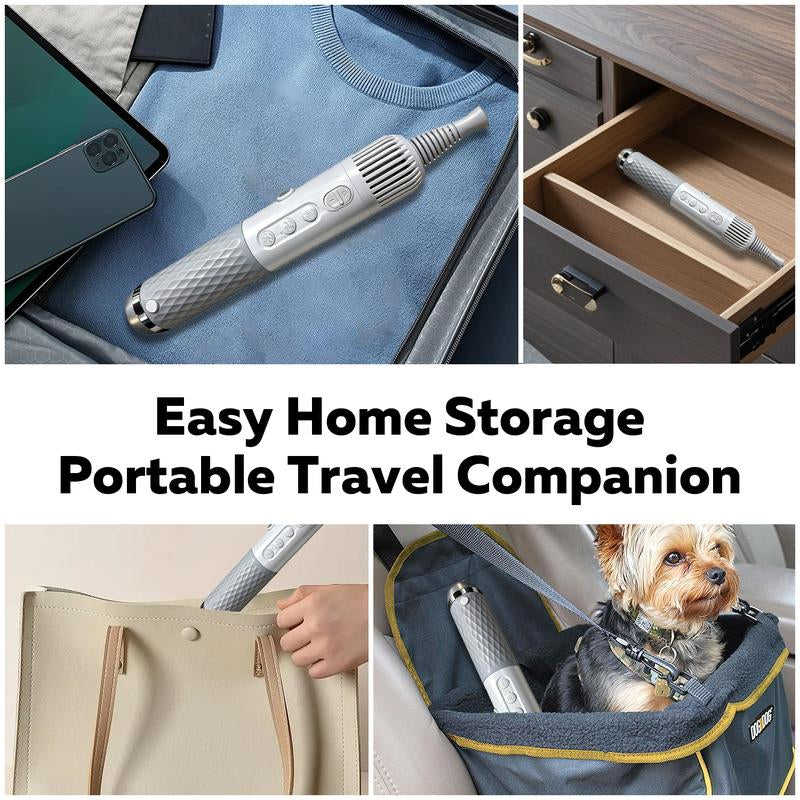 Cityflee 5-In-1 Dog Blow Dryer for Pet Grooming Handheld Lightweight 3 Speeds 3 Temp with Smart Control Portable 3HP High Velocity Pet Blower Quiet Dryer for Travel Home with 5 Nozzles White