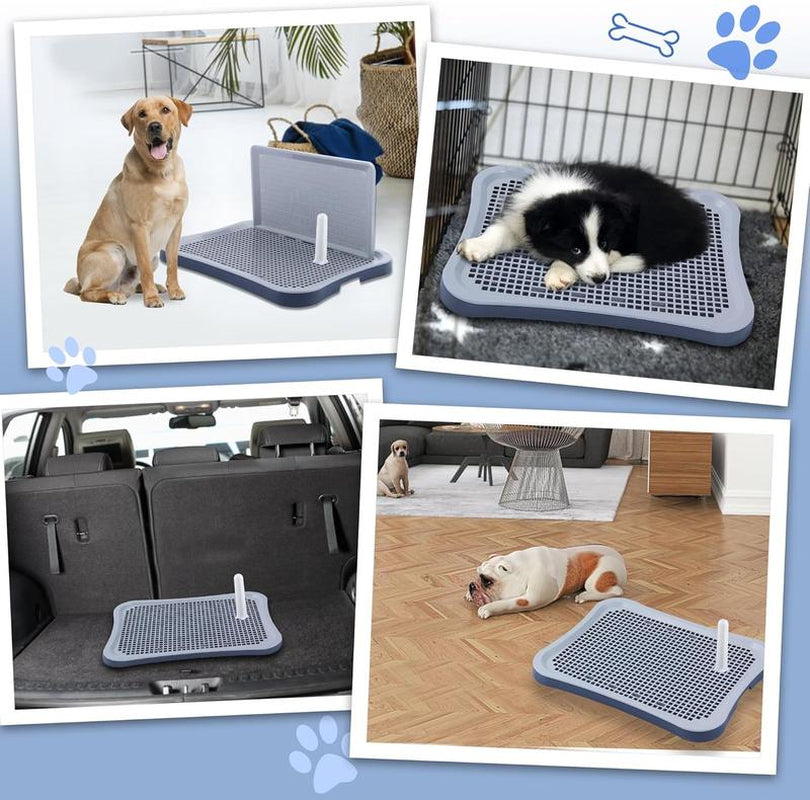 Hallostark Pee Pad Holder, Indoor Dog Potty for Dogs, Dog Pad Holder, Puppy Potty Training Tray with Splash Wall & Center Post, 20.1"×15.4", Navy Blue