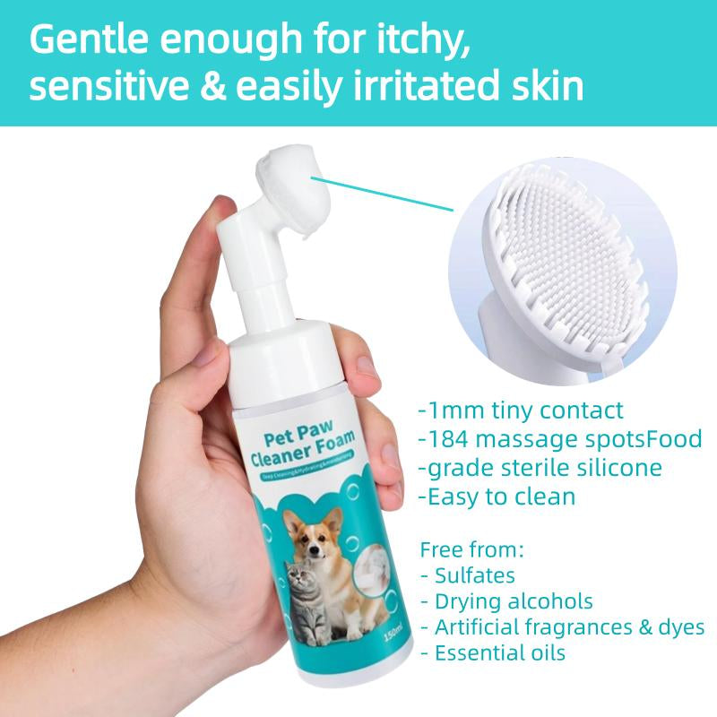 Pet Paw Cleaner for Dogs and Cats No Rinse Foaming Cleanser Gentle Hypoallergenic Ph Balanced Safe for All Pet Sizes