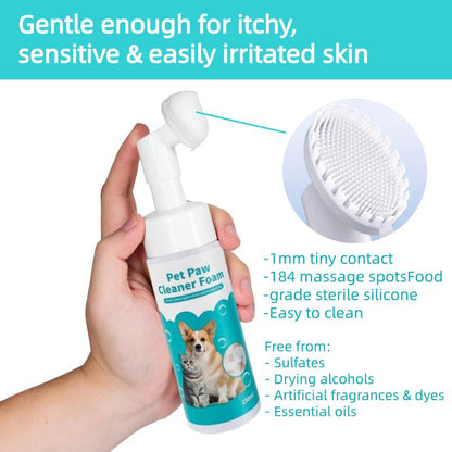 Pet Paw Cleaner for Dogs and Cats No Rinse Foaming Cleanser Gentle Hypoallergenic Ph Balanced Safe for All Pet Sizes