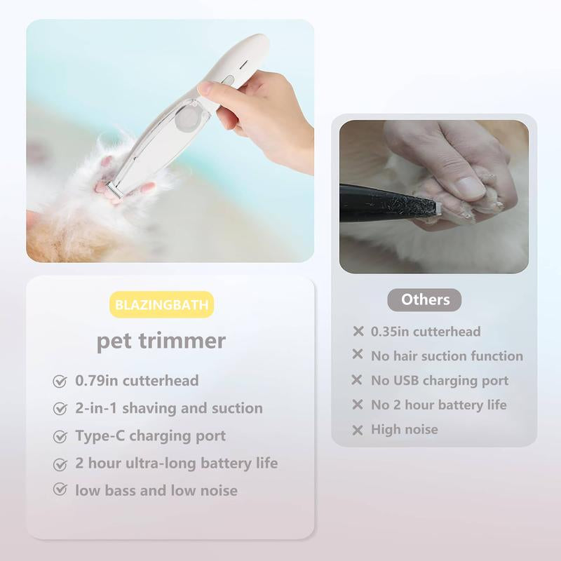 [Bb]Cordless Silent Dog Clipper with Shaving & Suction Functions, Rechargeable Pet Hair Trimmer Kit, Pet Paw Trimmer, Small Grooming Scissors for Dogs and Cats, Pet Grooming Tools, Low-Noise Pet Hair Clipper