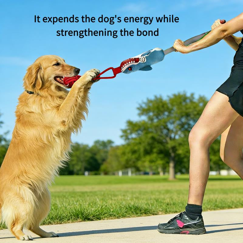 Dog Tug Toy, Interactive Pulling Toy with 1 Strong Handle and Bite-Resistant Small Ball, Dog Toy with a Sound Squeaky, Tug of War Interactive Toys for Puppies to Large Dogs to Grind the Teeth, Conserve Dog'S Energy and Strengthen Bond with Master Outdoor