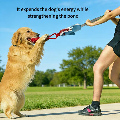 Dog Tug Toy, Interactive Pulling Toy with 1 Strong Handle and Bite-Resistant Small Ball, Dog Toy with a Sound Squeaky, Tug of War Interactive Toys for Puppies to Large Dogs to Grind the Teeth, Conserve Dog'S Energy and Strengthen Bond with Master Outdoor