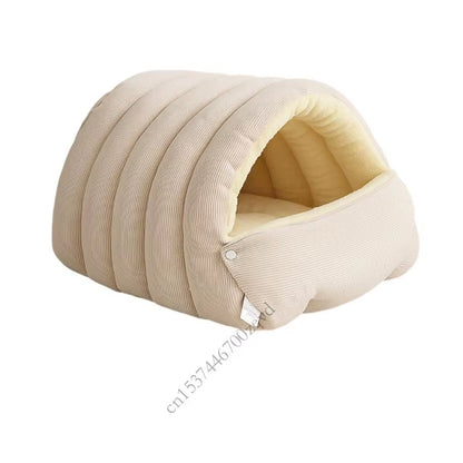 Washable Enclosed Cats House with Removable Cover Soft Plush Bed for Anxiety Relief Antislip Base Indoor Pet Furniture P9YB