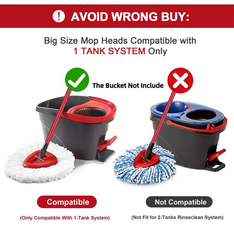 Mop Head & Scrub Brush Refill for O-Cedar Easywring 1 Tank System Only. Bucket & Handle NOT Included. Perfect Suitable Cleaners Pack Cleaning