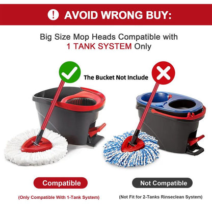 Mop Head & Scrub Brush Refill for O-Cedar Easywring 1 Tank System Only. Bucket & Handle NOT Included. Perfect Suitable Cleaners Pack Cleaning
