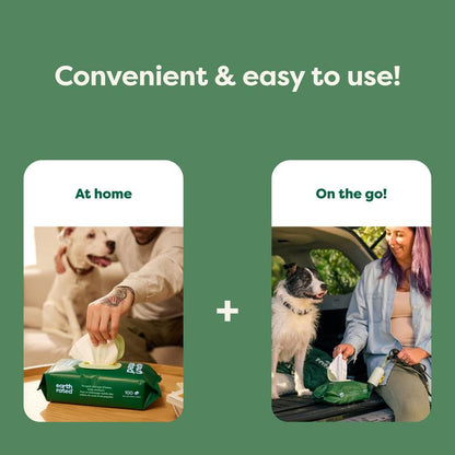 Earth Rated | 3-In-1 Pet Grooming Wipes for Dogs & Cats, Cleaning, Deodorizing & Hydrating, White Tea & Basil Scent, 400 Count