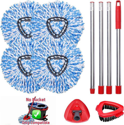 Spin Mop Head Replacement & Shower Floor Scrubber，Compatible with Ocedar Rinseclean 2 Tank Mop System,Microfiber Mop Refill Heads for Cleaning All Hard-Surfaced Floor