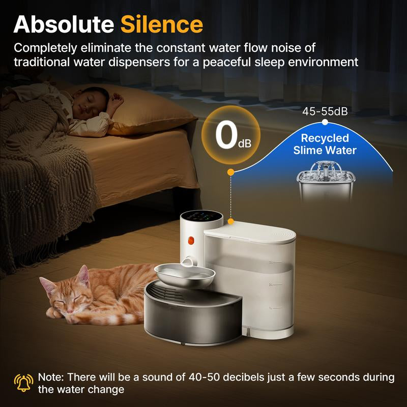 Potaroma Smart Wireless Pet Water Fountain, Stainless Steel Bowl, No Filter, 3.5L Large Capacity, Rechargeable Automatic Water Dispenser for Cats and Small Dogs, Wastewater Separation Fresh Water