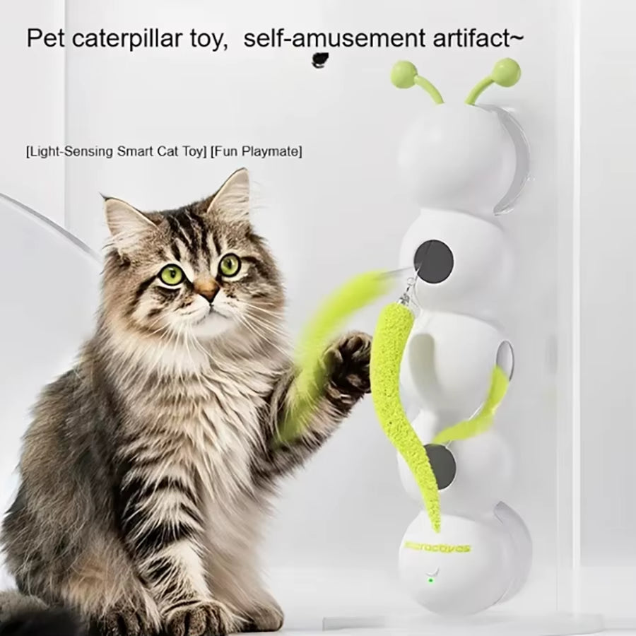 Caterpillar Pet Cat, Caterpillar Toy, Electric Self-Entertainment and Boredom Relief Device, Suction Cup Interactive Smart Pet C