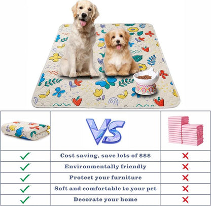 Washable Puppy Pads for Dog, 2 Packs 34"X36" / 18"X23" Small Pet Playpen Rugs and Mats Washable Litter Mats Easy Clean for Cats Rabbits Guniea Pigs Geometry Washable Reusable Dog Pee Pads Pet Training Pads Non Slip Mat Rug Highly Absorbent Flower