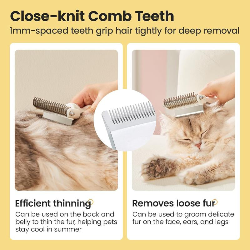 Potaroma 3 in 1 Dog Cat Grooming Brush, Double-Sided Deshedding - Dematting Undercoat Rake and Pin Brush for Long and Short Haired Dogs Cats, Shedding Comb Pet Hair Deshedder, Grey White