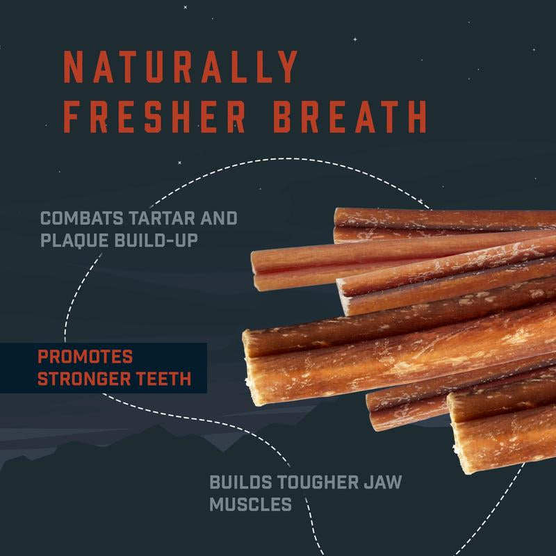 Wild Wolf 12-Inch Angus Bully Sticks (8Oz./~5 Sticks) Healthy, All-Natural, Long-Lasting Dog Chew Bones - Low Odor - Mixed Thickness - Lab-Tested, Hand-Inspected and Packed with Love in the USA