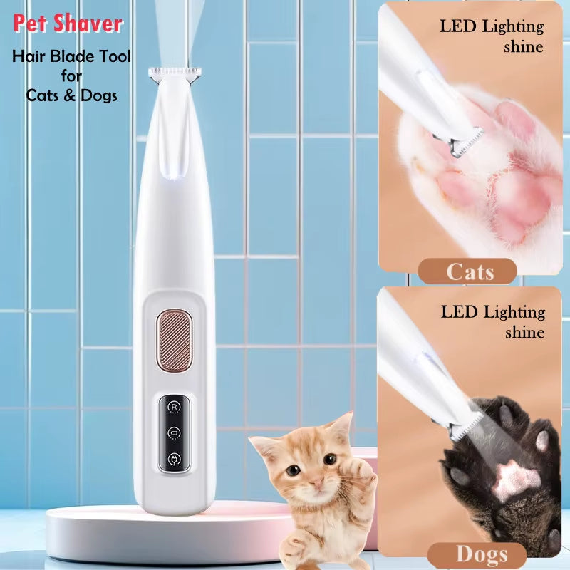 Pet Grooming Equipment Puppy Hairdressing Blades Cat Paw Electric Shaver Dog Trimmer Clipper Hair Cutting Tool with LED Light