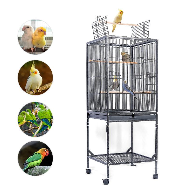 Baonan 45 Inch and 52 Inch Rooftop Luxury Large Bird Cage Large Flying Space Parrot Cage with Perch Suitable for Small Long Tailed Cockatiels Sun Conures Finches Green Cheeked Conures Budgies Lovebirds Indoor Outdoor Use