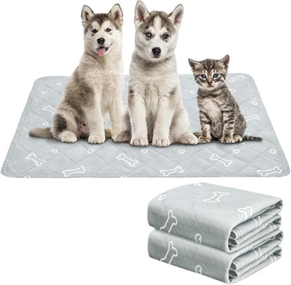 2Pcs Washable Pee Pads for Dogs - Super Absorbent Waterproof Reusable Puppy Pads Training Mats with Anti-Slip Bottom for Potty, Crate, Kennel, Playpen, Bed & Sofa, Pet Supplies