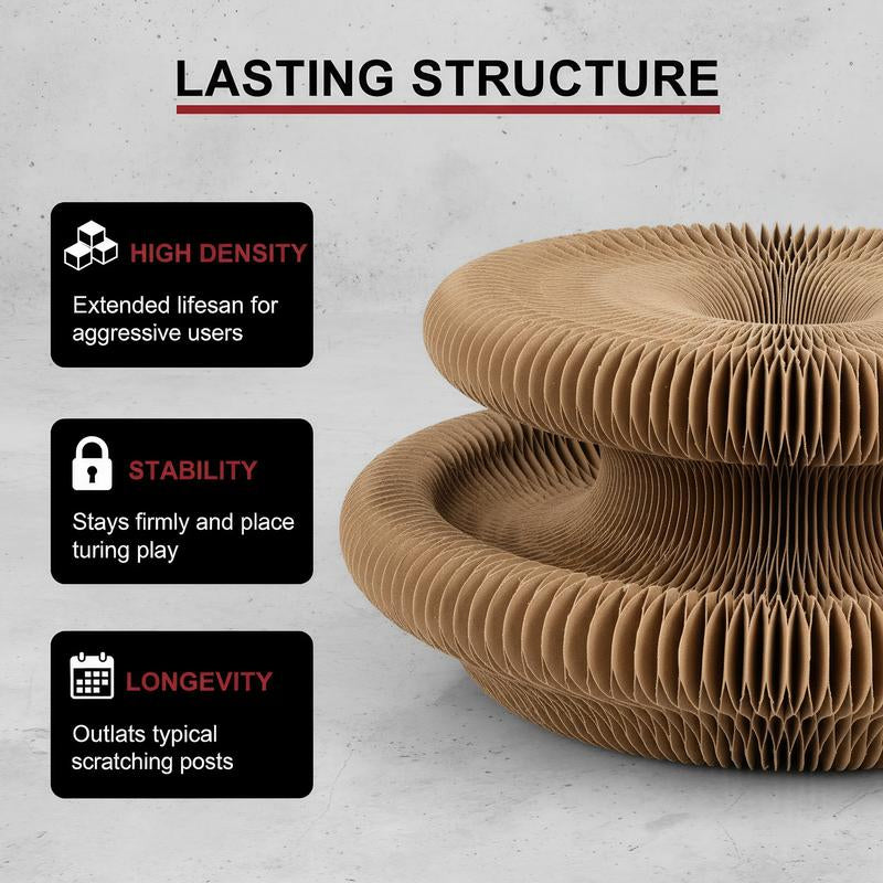 Magic Organ Cat Scratcher Board with Bell Ball, Interactive Cat Toy, Physical Exercise for Indoor Cats Toy- 1 Jingle Balls + Durable Cardboard