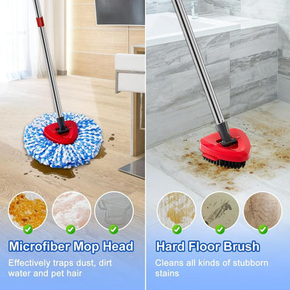 Spin Mop Head Replacement & Shower Floor Scrubber，Compatible with Ocedar Rinseclean 2 Tank Mop System,Microfiber Mop Refill Heads for Cleaning All Hard-Surfaced Floor