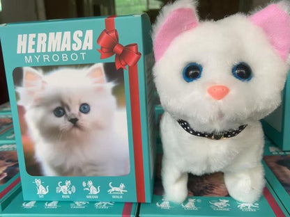 Interactive Robot Kitten, Realistic Plush Robotic Cat Toy That Walks, Wags Tail & Makes Sounds, Cute Pet Toy Gift for Kids & Adults, Perfect Christmas Present