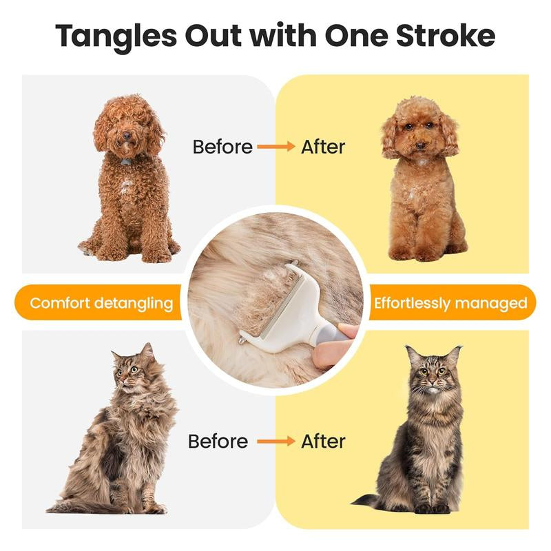 Potaroma 3 in 1 Dog Cat Grooming Brush, Double-Sided Deshedding - Dematting Undercoat Rake and Pin Brush for Long and Short Haired Dogs Cats, Shedding Comb Pet Hair Deshedder, Grey White