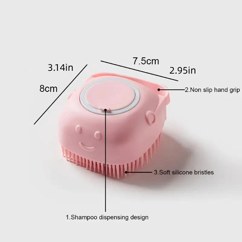 Pet Bath Brush Silicone Massage Brush with Shampoo Dispenser Ideal Bath Accessories for Dogs Cats Deerskin Thick Absorbent Pet Tow