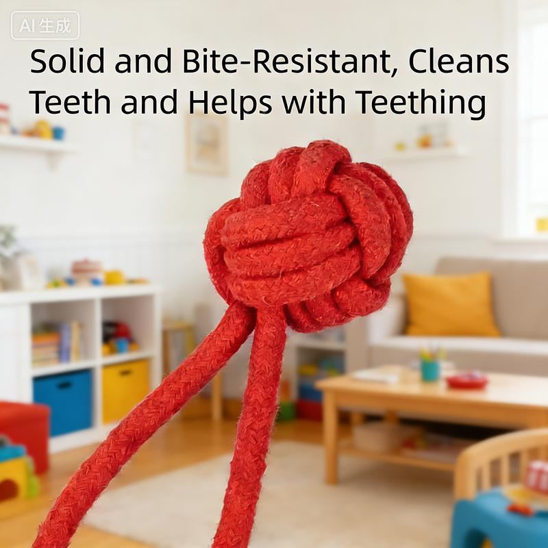 Dog Tug Toy, Interactive Pulling Toy with 1 Strong Handle and Bite-Resistant Small Ball, Dog Toy with a Sound Squeaky, Tug of War Interactive Toys for Puppies to Large Dogs to Grind the Teeth, Conserve Dog'S Energy and Strengthen Bond with Master Outdoor