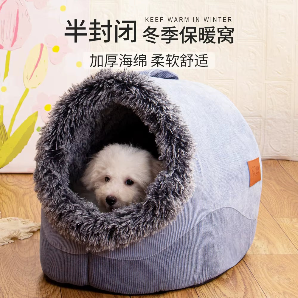 Winter Dog Bed Self-Warming Puppy House Cozy Cat Sleeping Tent Cave Beds Indoor Kitten Nest Kennel Hut for Small Medium Cats
