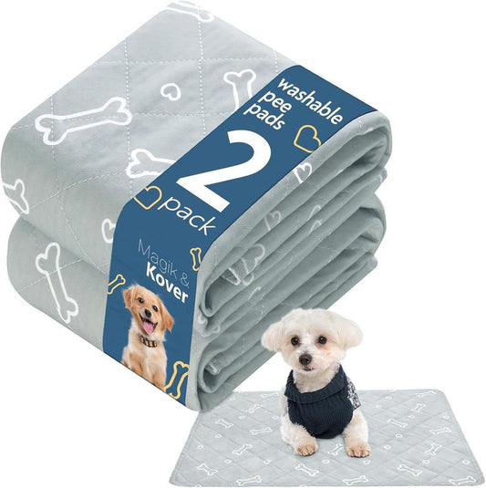2Pcs Washable Pee Pads for Dogs - Super Absorbent Waterproof Reusable Puppy Pads Training Mats with Anti-Slip Bottom for Potty, Crate, Kennel, Playpen, Bed & Sofa, Pet Supplies