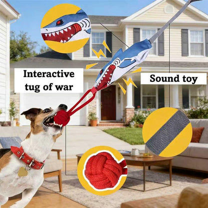 Dog Tug Toy, Interactive Pulling Toy with 1 Strong Handle and Bite-Resistant Small Ball, Dog Toy with a Sound Squeaky, Tug of War Interactive Toys for Puppies to Large Dogs to Grind the Teeth, Conserve Dog'S Energy and Strengthen Bond with Master Outdoor