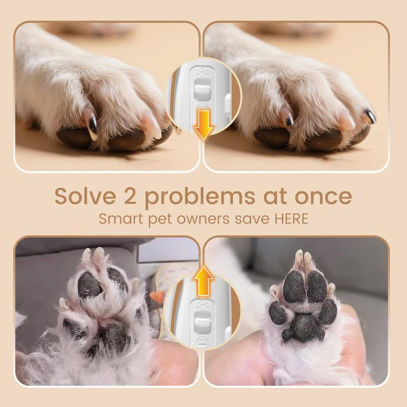 Vankoo 2-In-1 Dog Nail Clipper & Paw Hair Trimmer Kit with LED Light, Pet Paw Trimmer Rechargeable & Waterproof – Small Dog Grooming Clippers– Safe for Dogs & Cats Low Noise Pet Shaver Christmas Gift