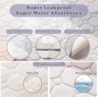 Washable Puppy Pads for Dog, 2 Packs 34"X36" / 18"X23" Small Pet Playpen Rugs and Mats Washable Litter Mats Easy Clean for Cats Rabbits Guniea Pigs Geometry Washable Reusable Dog Pee Pads Pet Training Pads Non Slip Mat Rug Highly Absorbent Flower