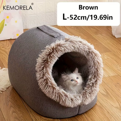 Winter Cat Bed Self-Warming Puppy House Cozy Cat Sleeping Cave Beds Indoor Kitten Nest Kennel Hut for Small Medium Cats