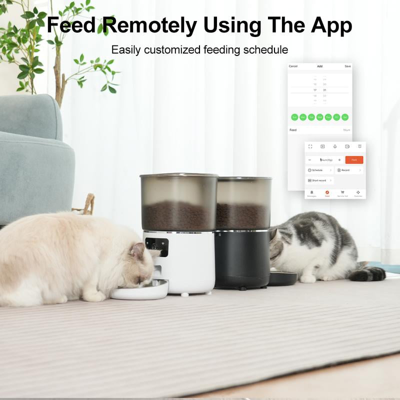 NPET Smart Automatic Pet Feeder Wifi Cat & Dog Food Dispenser with APP Remote Control 4L Large Capacity 1-9 Meals Schedule 10S Voice Recording Desiccant Storage Easy to Clean Timed Feeding for Cats and Small Dogs