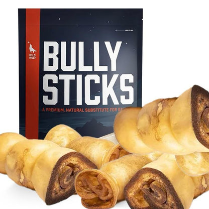 4-6” Peanut Butter Collagen Cheek Rolls (5 Pack) 100% Natural and Extra-Thick - Single-Ingredient - Long-Lasting for Big Dogs and Aggressive Chewers