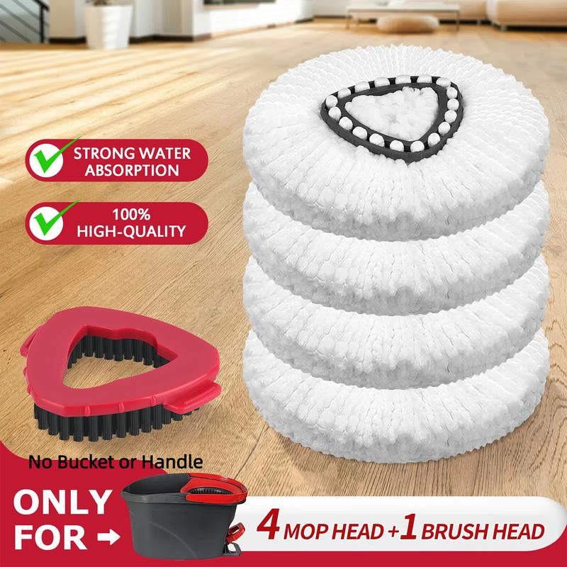 Mop Head & Scrub Brush Refill for O-Cedar Easywring 1 Tank System Only. Bucket & Handle NOT Included. Perfect Suitable Cleaners Pack Cleaning