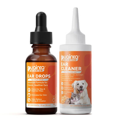 Puainta Dog Ear Cleaner Drops Vet Recommended - Quantum Silver for Itching, Irritation & Wax Build-Up, Made in USA, 1Oz