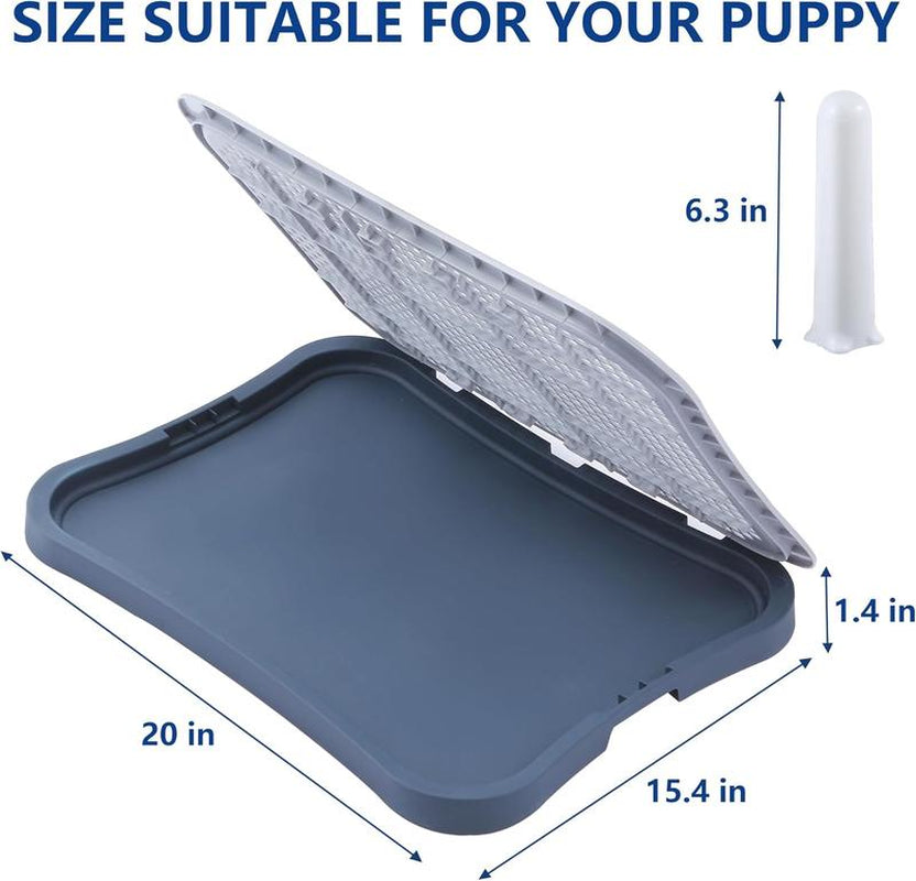 Hallostark Pee Pad Holder, Indoor Dog Potty for Dogs, Dog Pad Holder, Puppy Potty Training Tray with Splash Wall & Center Post, 20.1"×15.4", Navy Blue