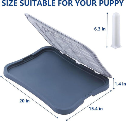 Hallostark Pee Pad Holder, Indoor Dog Potty for Dogs, Dog Pad Holder, Puppy Potty Training Tray with Splash Wall & Center Post, 20.1"×15.4", Navy Blue