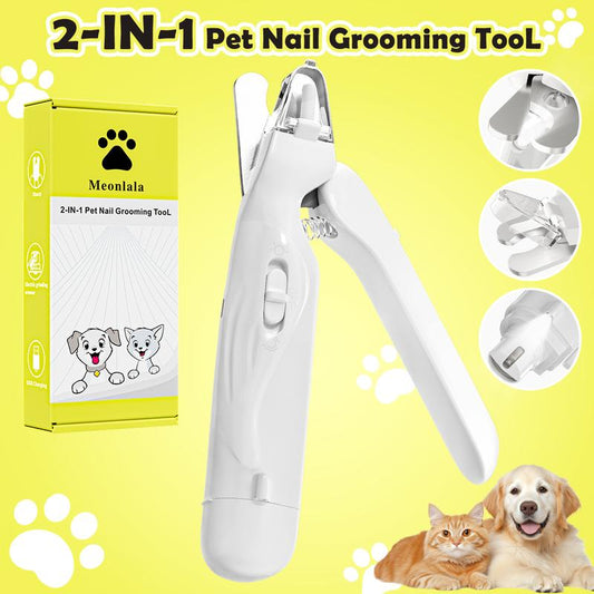 Meonlala 2-In-1 Pet Nail Clipper and Grinder with LED Light Ultra-Quiet Electric Trimmer Rechargeable for Dogs & Cats of All Sizes