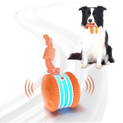 QGI Interactive Dog Ball, Random Path Electric Automatic Moving and Rolling Dog Toy with Rope for Small Medium Large Dogs, Motion-Activated Dog Stimulation Toy for Boredom Relief
