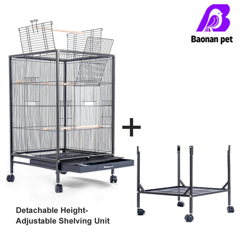 Baonan 45 Inch and 52 Inch Rooftop Luxury Large Bird Cage Large Flying Space Parrot Cage with Perch Suitable for Small Long Tailed Cockatiels Sun Conures Finches Green Cheeked Conures Budgies Lovebirds Indoor Outdoor Use
