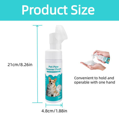 Pet Paw Cleaner for Dogs and Cats No Rinse Foaming Cleanser Gentle Hypoallergenic Ph Balanced Safe for All Pet Sizes