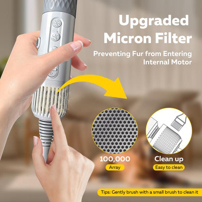 Cityflee 5-In-1 Dog Blow Dryer for Pet Grooming Handheld Lightweight 3 Speeds 3 Temp with Smart Control Portable 3HP High Velocity Pet Blower Quiet Dryer for Travel Home with 5 Nozzles White