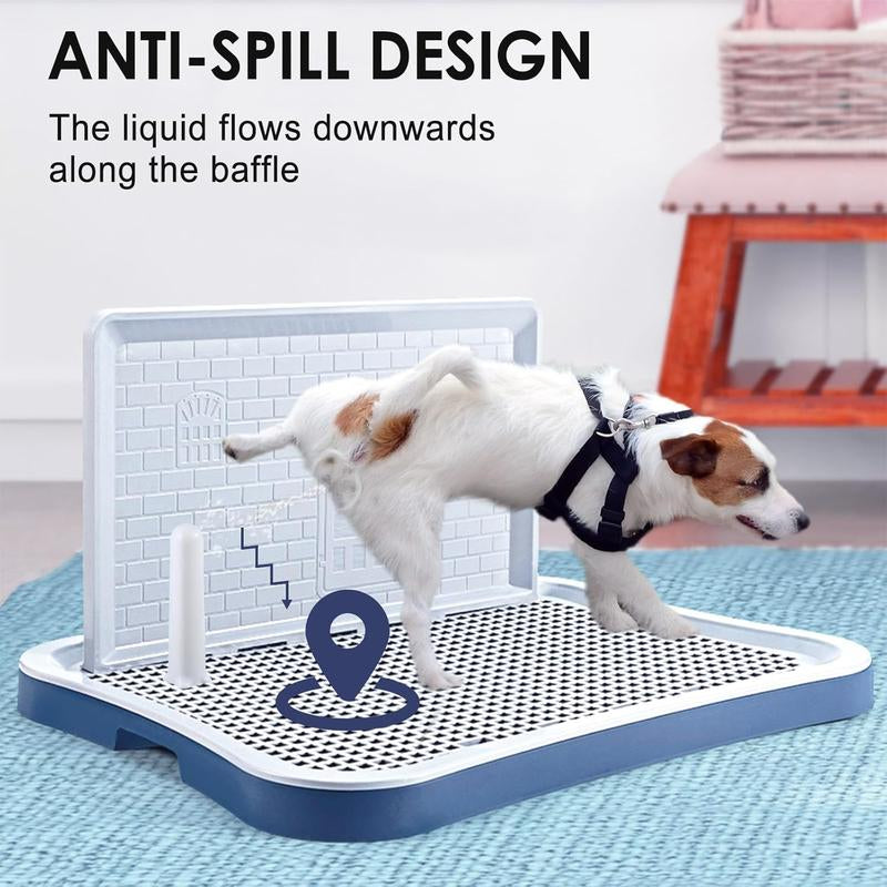 Hallostark Pee Pad Holder, Indoor Dog Potty for Dogs, Dog Pad Holder, Puppy Potty Training Tray with Splash Wall & Center Post, 20.1"×15.4", Navy Blue