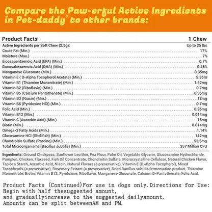 Pet Daddy 8-In-1 Multivitamin Bites for Dogs - 120 Chews for Joint Skin Omega 3 Support - Heart Immune Health - Coq10 Cod Liver Oil