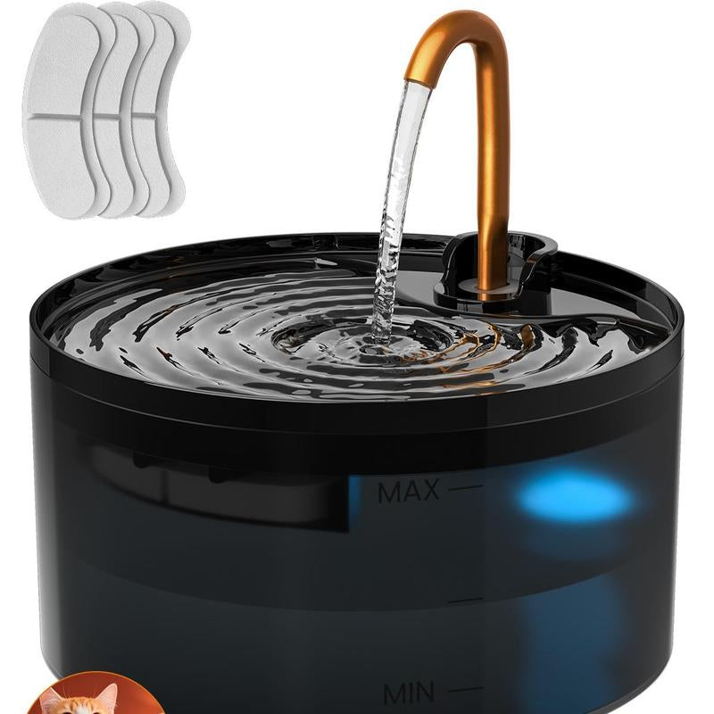 DOOOB Silent Cat Water Fountain 2.1L B13 Pet Water Fountain Ultra-Quiet Copper Spout Night Light 6-Layer Filter Soft Blue LED Automatic Gravity Feeder