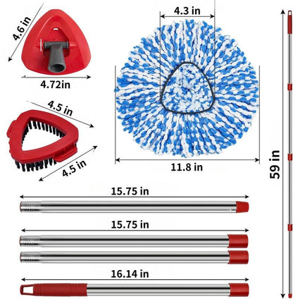 Spin Mop Head Replacement & Shower Floor Scrubber，Compatible with Ocedar Rinseclean 2 Tank Mop System,Microfiber Mop Refill Heads for Cleaning All Hard-Surfaced Floor