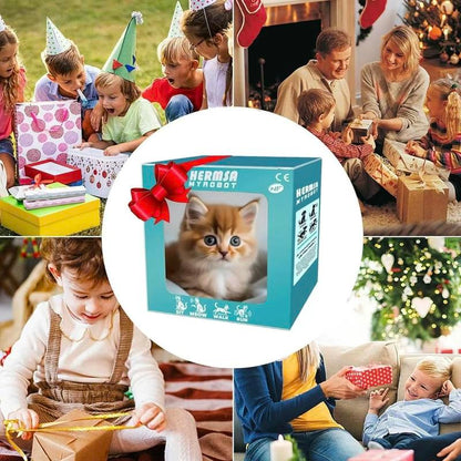 Interactive Robot Kitten, Realistic Plush Robotic Cat Toy That Walks, Wags Tail & Makes Sounds, Cute Pet Toy Gift for Kids & Adults, Perfect Christmas Present