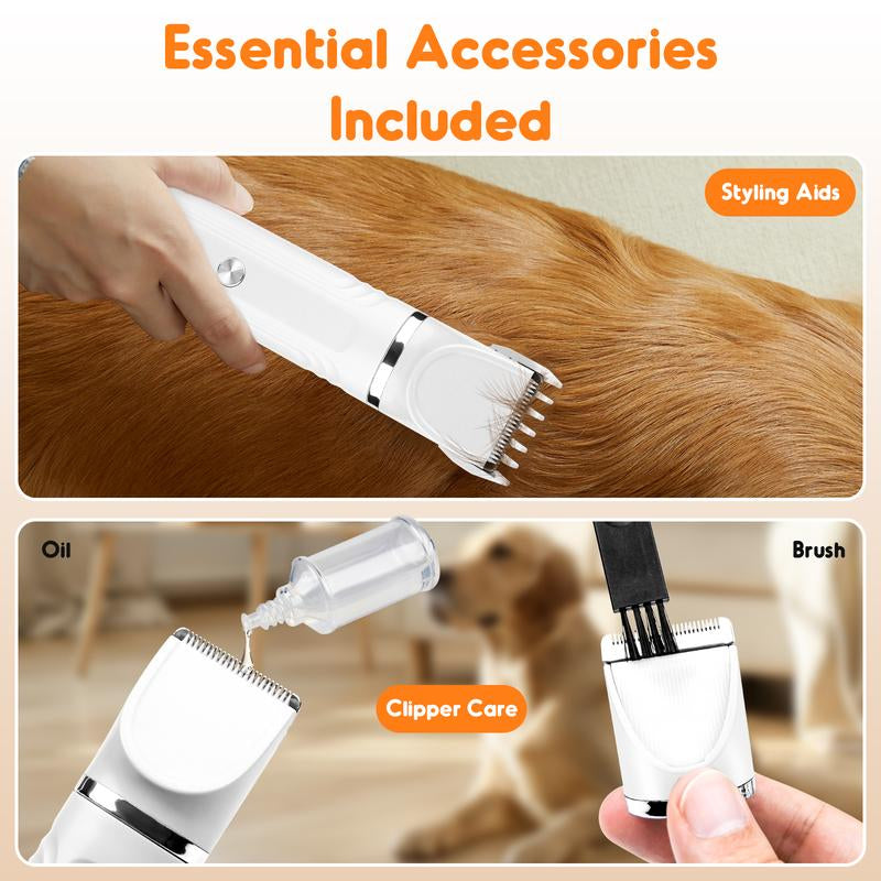 Pet Clippers Grooming Kit Hair Clipper-Paw Trimmer- Rechargeable - Cordless Quiet Nail Grinder Shaver for Cats Dogs and Other Pets Groomer Tools