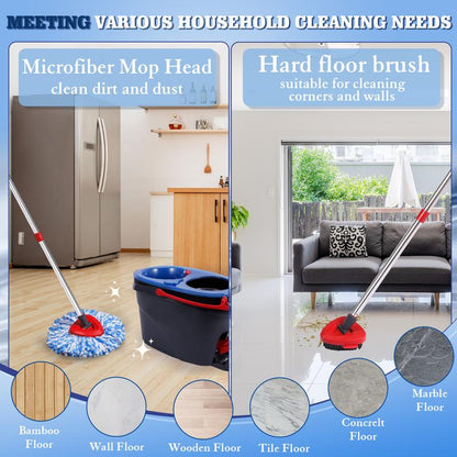 Spin Mop Head Replacement & Shower Floor Scrubber，Compatible with Ocedar Rinseclean 2 Tank Mop System,Microfiber Mop Refill Heads for Cleaning All Hard-Surfaced Floor